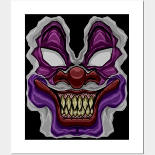 crazy clown face Posters and Art